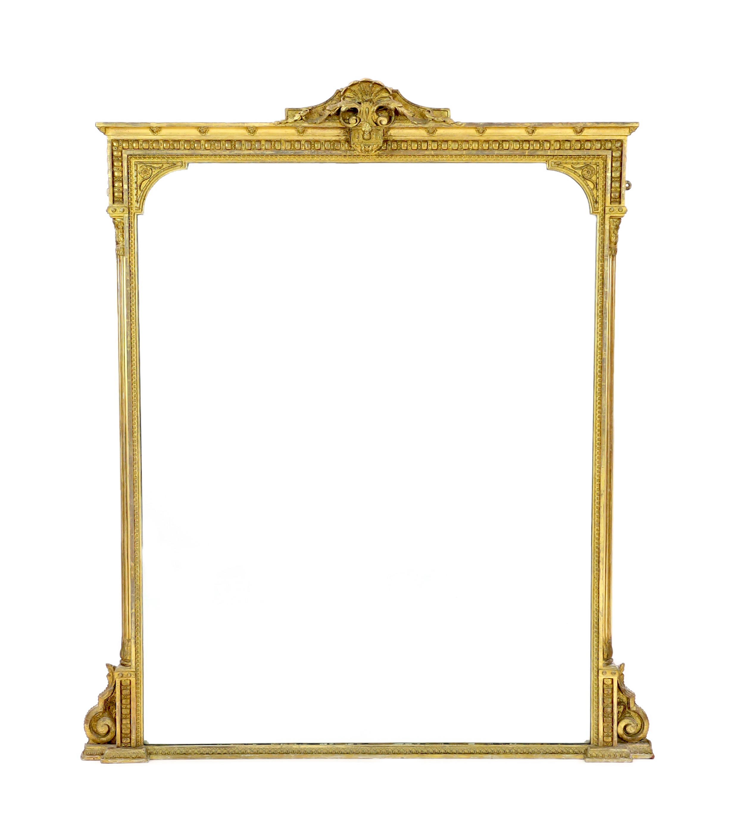 A Victorian giltwood and gesso overmantel mirror, W.148cm H.173cm